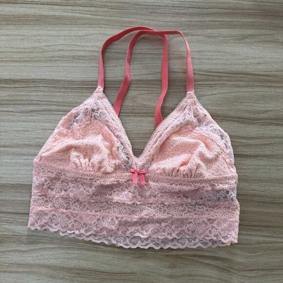 NWOT Aerie American Eagle Bras Set of 3 S Eyelet Lace Bralette Balconette Pink - Picture 6 of 9